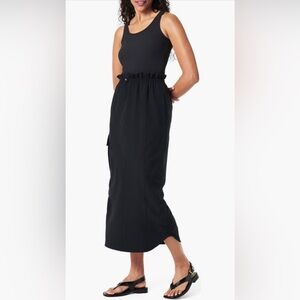 Spanx Out of Office Sleeveless Mixed Media Utility Cargo Dress Black M